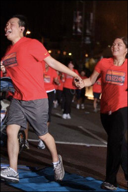 Charm and Derek finishing the race